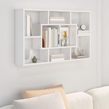 vidaXL High Gloss White Wall Shelf 85x16x52.5 cm Engineered Wood