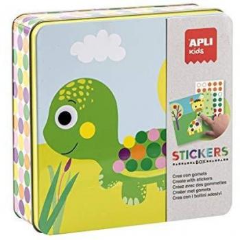 APLI Kids - Caja metálica con juego de gomets preescolar Animales