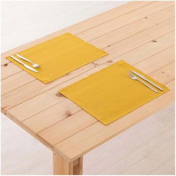 Mantel individual hidrofugado antimanchas de lino 100% color mostaza (Pack 2 unidades)