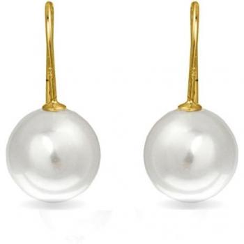 Pendientes Esenciales de Luxenter en oro amarillo de 18k con perla blanca y plata de ley 925