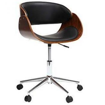 Silla de escritorio Miliboo nogal y negro con ruedas BENT