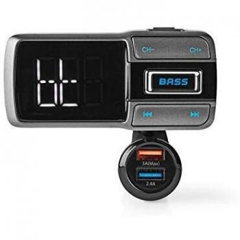 NEDIS Catr101Bk Transmisor FM para Coche, Bluetooth, Función Manos Libres