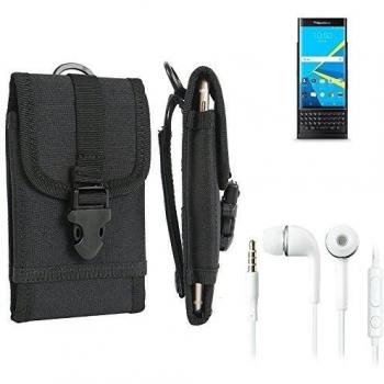 bolsa del cinturón / funda para Blackberry Priv, negro + Auriculares | caja del teléfono cubierta protectora bolso - K-S-Trade