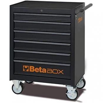 BETA C04BOX Cajonera móvil con 6 cajones y Superficie de Trabajo con protección de Polipropileno, Negro, 680x460xH950 mm