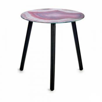 Gift Decor Mesa Auxiliar Mármol Negro Rosa Cristal 40 x 41,5 x 40 cm (4 Unidades) - Originalidad