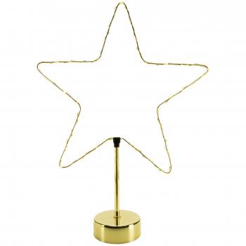 Best Season sa163, decoración de mesa LED, Combi Corazón/Estrella, 2 x 30 WW L, plástico, Oro, 10.0 x 37,0 x 50.0 cm