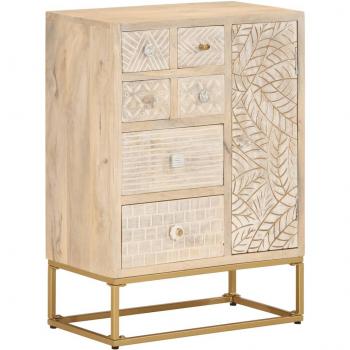 Aparador de hierro y madera maciza de mango 55x30x76 cm Marrón
