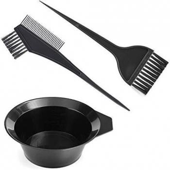 Gezimetie - Juego de 3 herramientas para colorear el cabello, para teñir el cabello, cepillo de doble cara, peine y cuenco