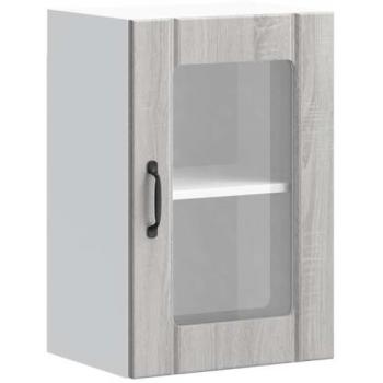 Armario de Pared para Cocina Lucca con Puerta de Cristal en Gris Sonoma