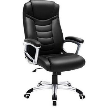 SONGMICS Silla de oficina ejecutiva, Silla giratoria ergonómica, Robusta, estable y durable, Altura ajustable, Negro, OBG21B