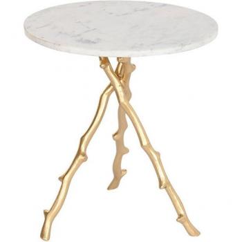 Fíjalo Mesita auxiliar mármol hierro 45x45x50 dorado