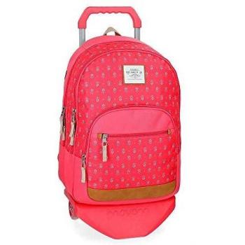 Pepe Jeans Carola Mochila Doble Compartimento con Carro Naranja 34x42x8 cms Poliéster 20.46L