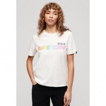 Camiseta Superdry para mujer con logo arcoíris y manga corta