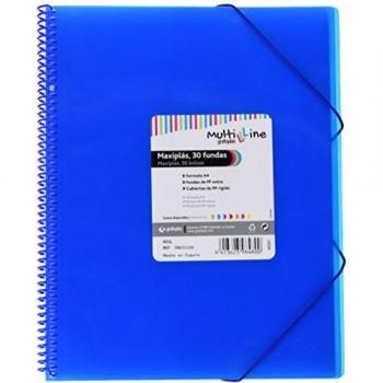 Grafoplás 39833330 － Carpeta con fundas A4－ Color azul y 30 fundas