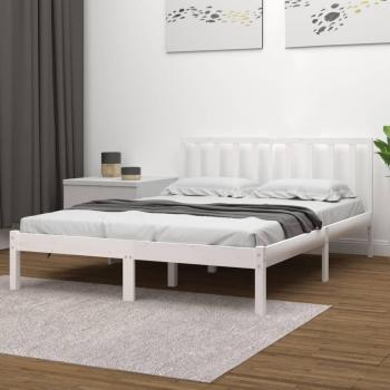 Estructura cama madera de pino doble pequeña blanca 120x190 cm