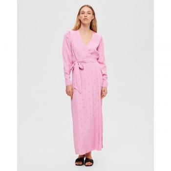 Selected Femme - Vestido satinado escote en pico con tejido suave, corte ajustado, tirantes finos y diseño elegante