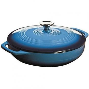Lodge 3 Quart Caribe azul cubierto Cazuela Plato EC3CC33