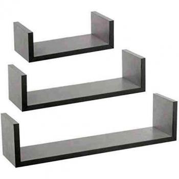 FIVE Juego de 3 estantes de Pared Blancos, MDF, 3 tamaños: 22x10x7cm 32x10x8.5cm y 42x10x10cm