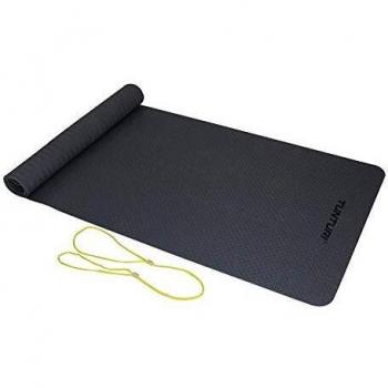 Esterilla de Yoga Tunturi TPE 183 x 61 x 0,4 cm Antracita con Cordón Amarillo