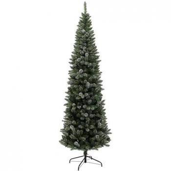 HOMCOM Árbol de Navidad Artificial Verde 225 cm con 980 Ramas, 75 Piñas y Soporte de Metal para Salón Interior