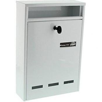 Buzón estándar de paquetes Burgwächter Wismar B5, blanco, dimensiones 315mm altura x 215mm ancho x 75mm profundidad