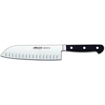Arcos Serie Clasica, Cuchillo Santoku Cuchillo Asiático, Hoja de Acero Inoxidable Forjado Nitrum 140 mm, Mango de Polioximetileno, POM Color Negro