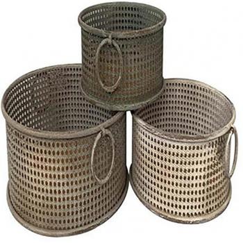 Juego de Cestas DKD Home Decor 43 x 42 x 17 cm Metal Aluminio Vintage