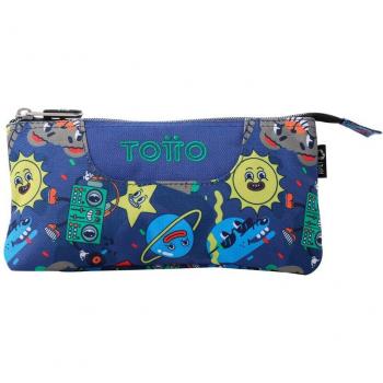 Estuche Totto Tablero Escolar Eco-Friendly Tres Compartimentos Color Azul