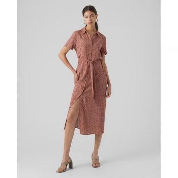 Vero Moda - Vestido midi estampado de manga corta con mangas cortas, diseño midi, estampado colorido y tejido ligero