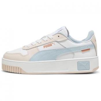 Zapatillas Puma Carina Street Beige para Niña, Modelo Casual, Plano con Cordones