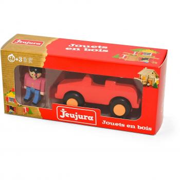 Auto de Construcción en Madera Roja con Personaje - Modelo Aleatorio - JEUJURA 8083