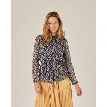NIZA Camisa de Mujer Cuello Solapa y Manga Larga