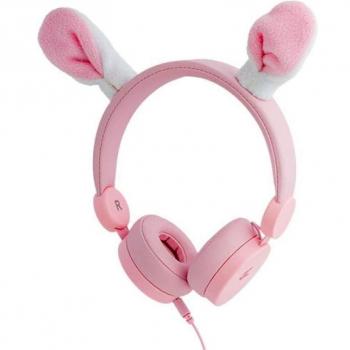 Avenzo AV-HP2100RAB Auriculares Diadema con Luces LED de Conejo, Conector de 3,5 mm, Rosa