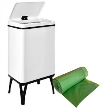 Cubo de Basura Inteligente Wellhome de 40L - Gris, incluye 30 bolsas adaptadas, dimensiones: 71,5x35,5x26 cm