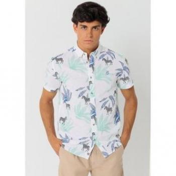 Camisa de manga corta estampada Bendorff para hombre (blanco)