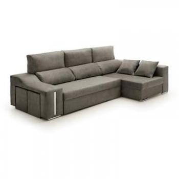 Sofá Chaise Longue Cama con Arcón y Puff Giuliana Tostado Derecha 264x145x105