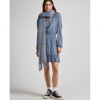 Vestido corto Jara azul con cintura fruncida y estampado floral de Pepe Jeans