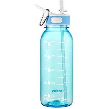 GHONLZIN Botella de Agua Deportiva, 1L Water Bottle, Botella Agua sin BPA Reutilizable Botellas de Agua para Lavavajillas con Marcador de Tiempo para Athletic, Gimnasio, Oficina