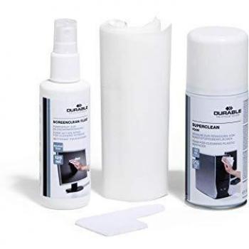 Kit de Limpieza para PC Durable 583400 - Espuma Limpiadora 150ml, Líquido de Limpieza 125ml, 10 Toallitas y Paños para Teclado