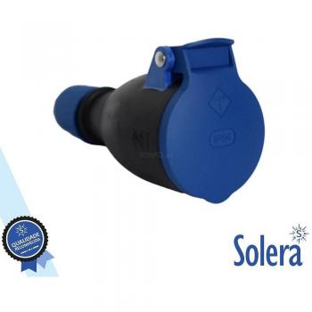 Base Móvil con Tapa 2P+T 16A 250V Caucho Negro Solera 707T