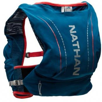 Chaleco de running Nathan Vapor Airess 2 Lite 4L Marine Blue/Hibi, color azul y rojo, diseñado para mujer, talla XXS/M