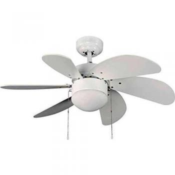 ELS Ventilador Techo Modelo Tabit Blanco Motor AC 6 Palas 1xE27