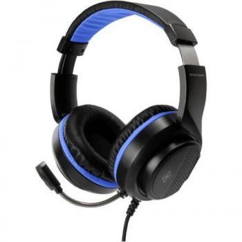 Auriculares Gaming DELTACO GAM-127 Estéreo Alámbricos para PS5, Negro y Azul, 40mm, Micro Flexible