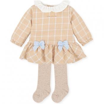 Vestido de bebé niña de cuadros con lazos decorativos a contraste