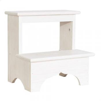 Taburete Escalón de Madera Wellhome Blanco 40x30x40 Cm, fabricado en madera con acabado en blanco, dimensiones de 40 cm de alto, 30 cm de ancho y 40 cm de profundidad