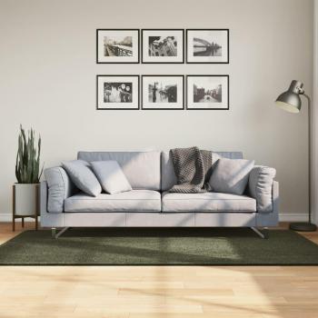 Alfombra corta lavable de pelo suave verde bosque 100x200 cm HUARTE