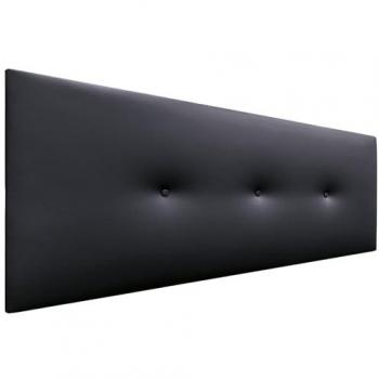 Cabecero Acolchado de Polipiel Liso con Botones 145x50cm para Camas 120/135/140 - Negro, Diseño Moderno y Elegante