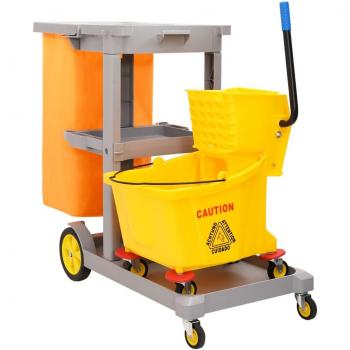 Carro de limpieza con cubo de fregona polipropileno gris