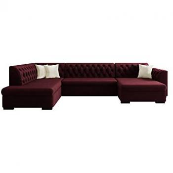 Sofá rinconero Comfivo 269 con función de descanso y caja de ropa de cama, 345x205x82cm, Magic Velvet