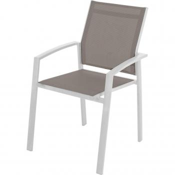 Silla textilene HESPERIDE, estructura de aluminio, asiento y respaldo de textilene resistente a la intemperie, apilable para fácil almacenamiento, diseño ergonómico y ligero